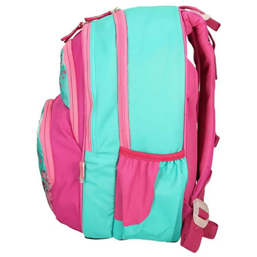 Spirit: Rosa-türkisfarbener, eulenmusteriger, abgerundeter, ergonomischer Schulranzen, Rucksack 40x20x18cm kép 3