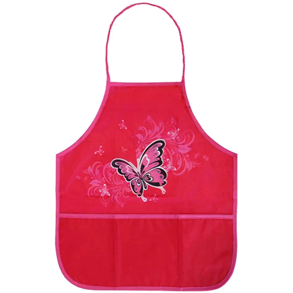 Spirit: Rotes Malerschürze mit Schmetterlingsmuster