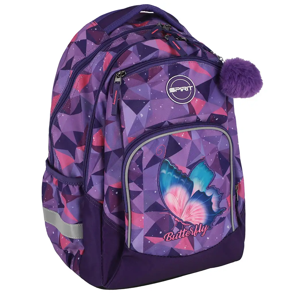 Spirit: Schmetterling 3D-Muster abgerundeter Schulranzen, Rucksack 34x26x44cm