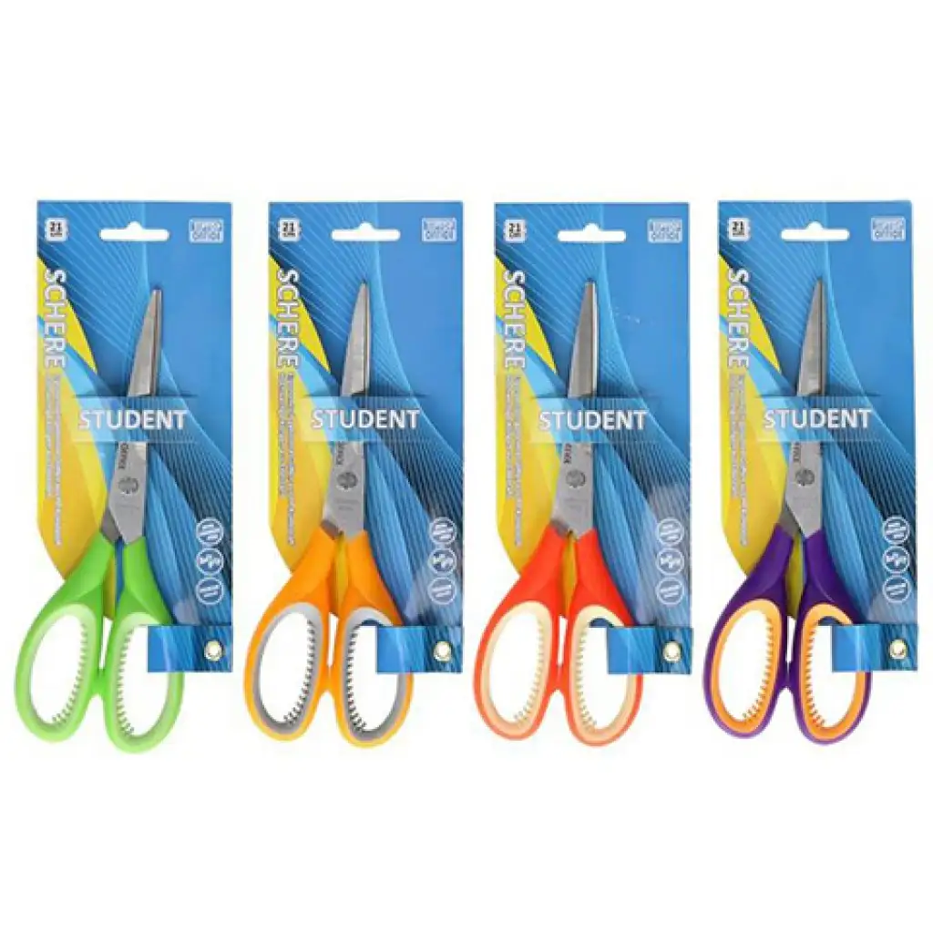 Spirit: Soft Grip Schüler- und Büro-Schere mit 21 cm Edelstahlklinge in verschiedenen Farben, 1 Stück