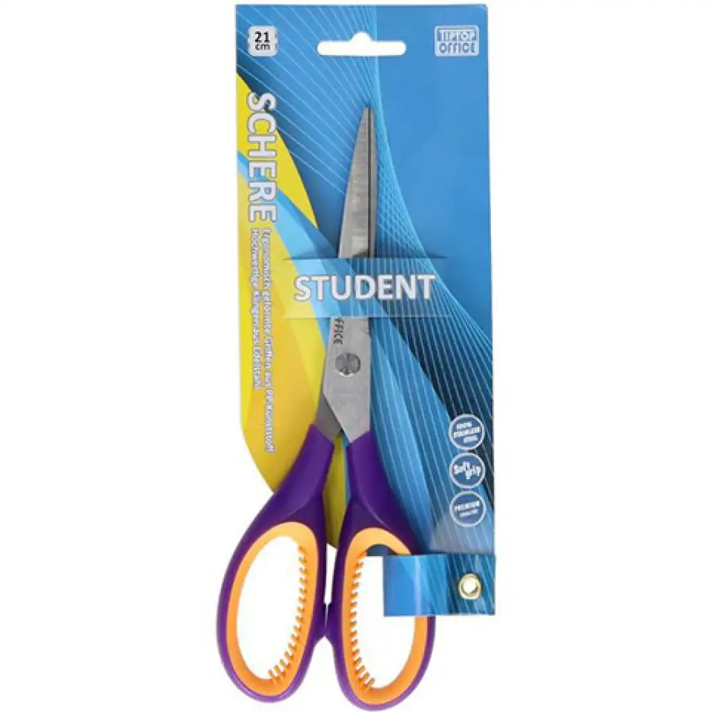 Spirit: Soft Grip Schüler- und Büro-Schere mit 21 cm Edelstahlklinge in verschiedenen Farben, 1 Stück kép 2