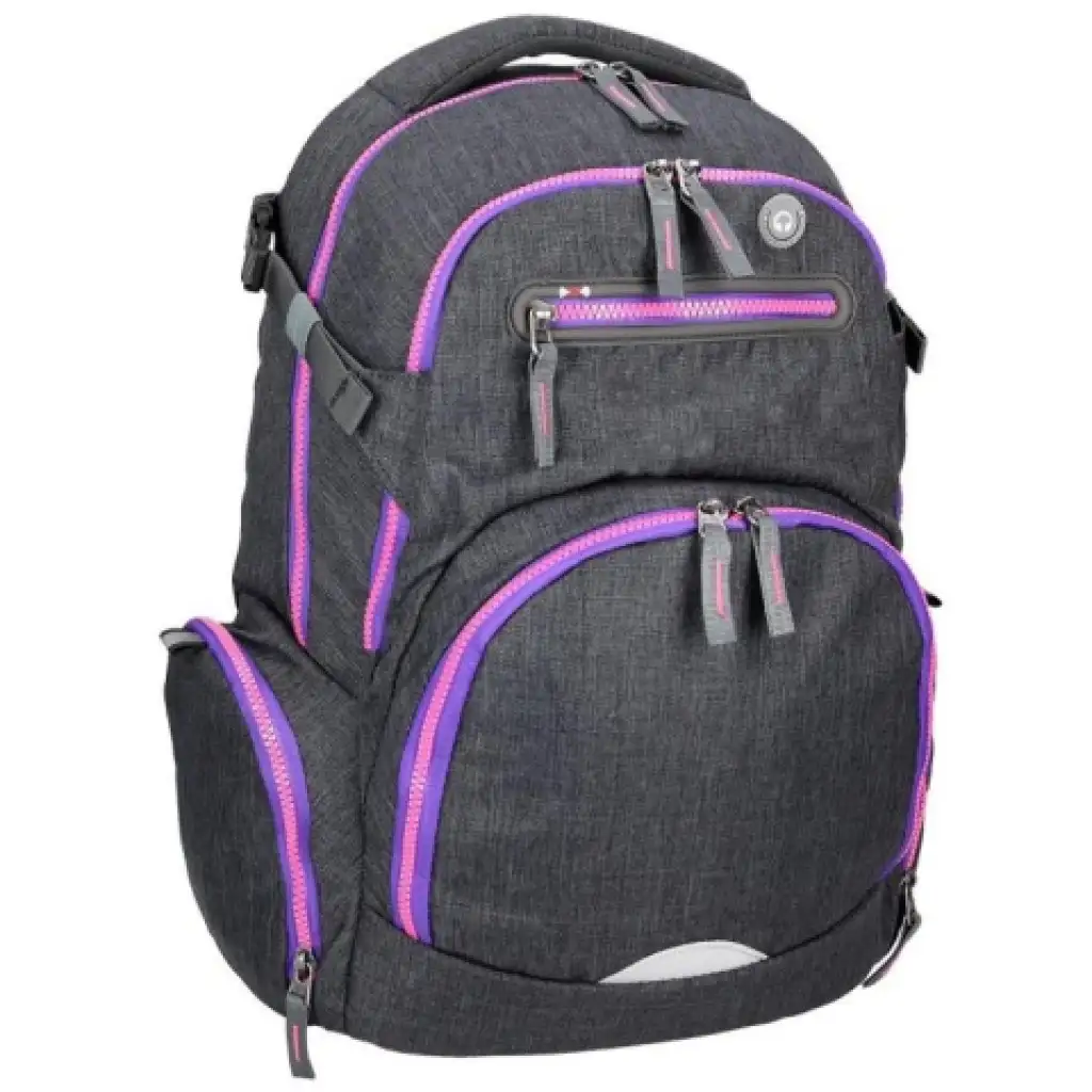 Spirit: Stinger dunkelgrau-lila Premium ergonomischer Schulrucksack 26x32x44cm kép 3