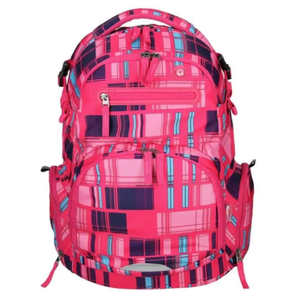 Spirit: Stinger rosa kariertes Premium ergonomischer Schulrucksack