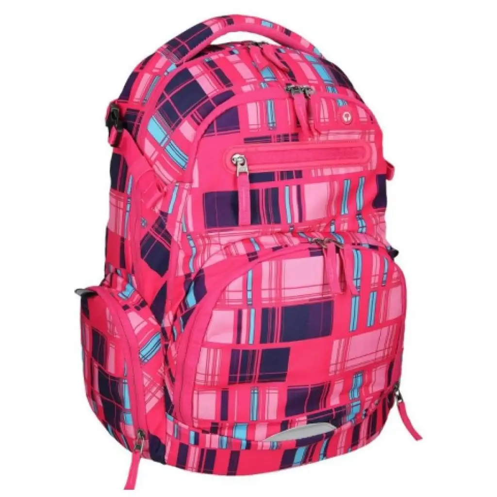 Spirit: Stinger rosa kariertes Premium ergonomischer Schulrucksack kép 2