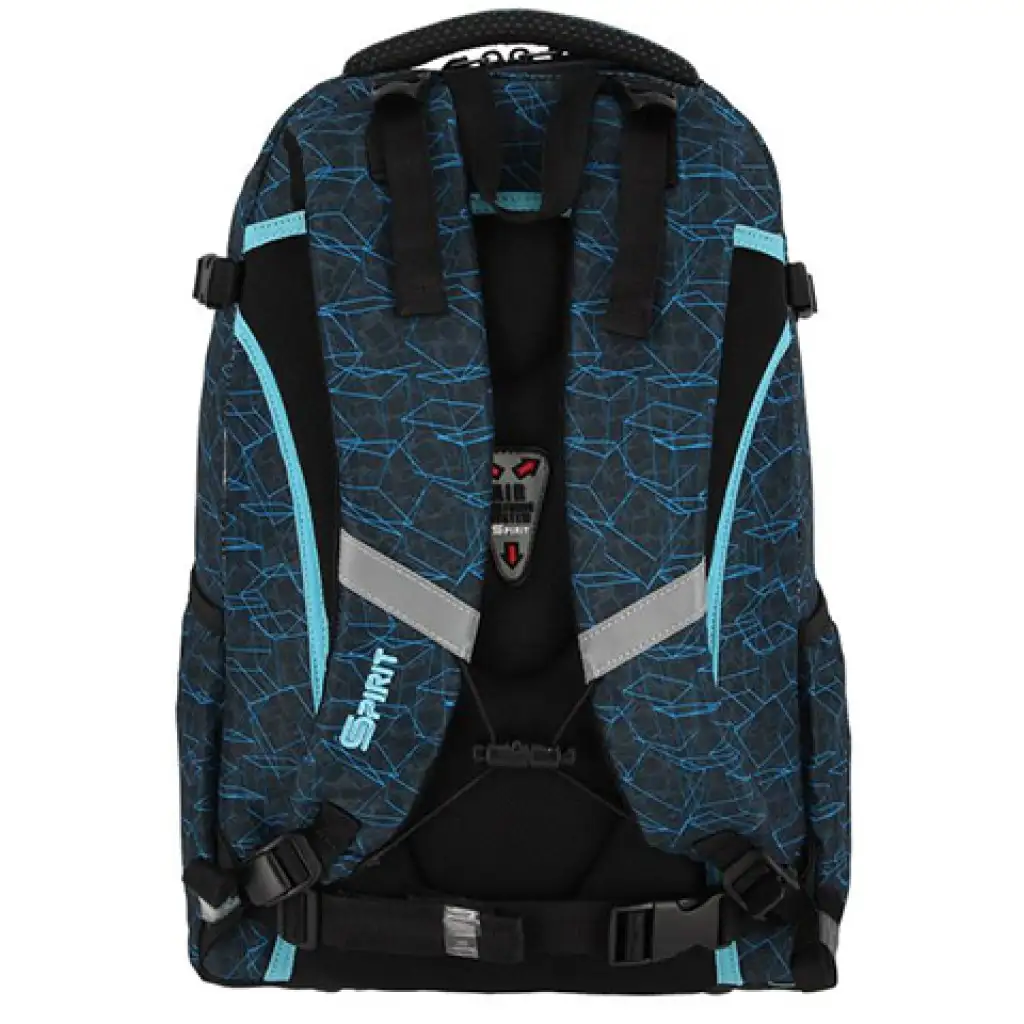Spirit: Stringer blauer geometrisch gemusterter abgerundeter Schulranzen, Rucksack kép 2