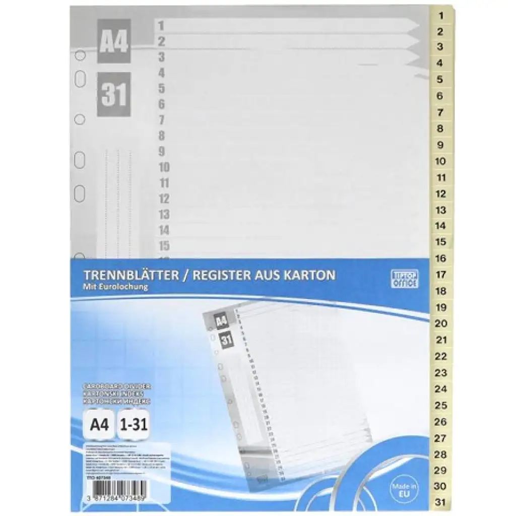 Spirit: Trennblätter für Ordner, 31 Stück, A4