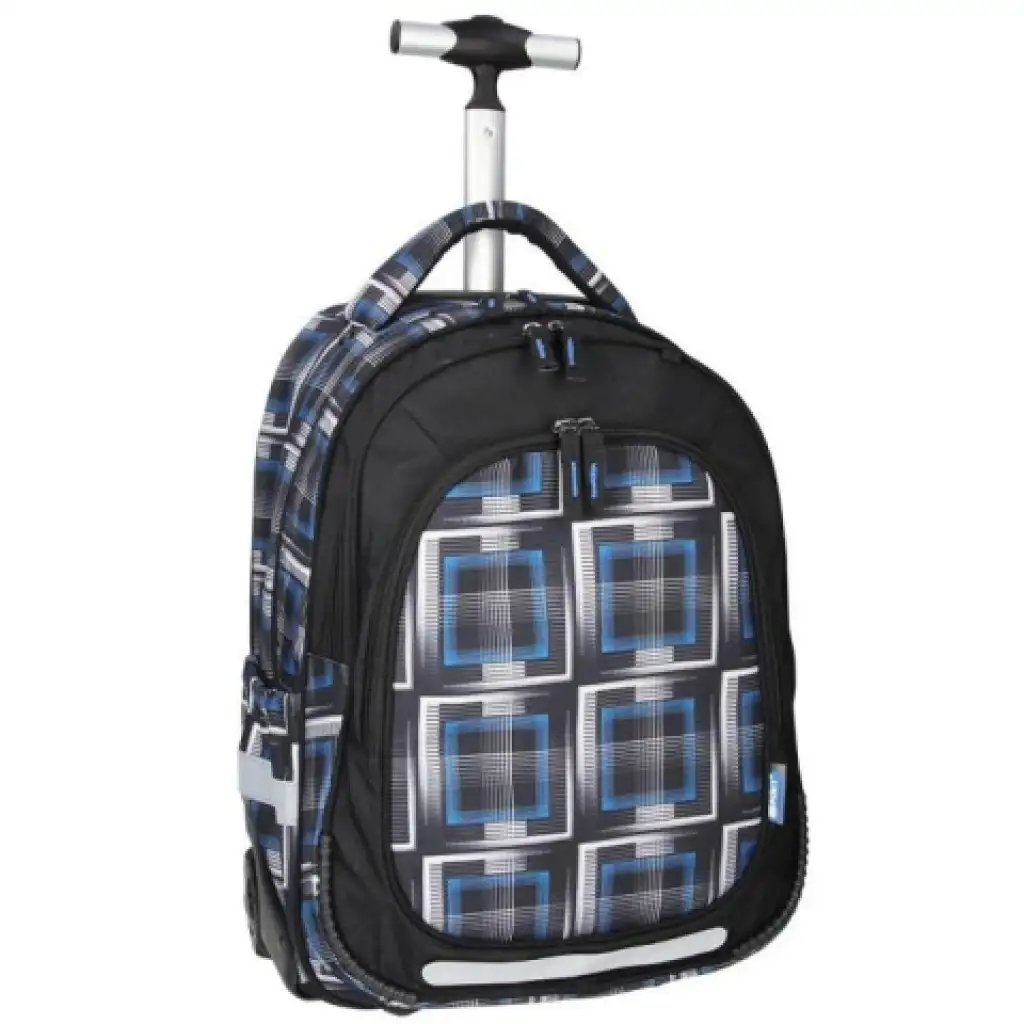 Spirit: Trolley schwarz-blau gemusterter Schulranzen Rucksack kép 3