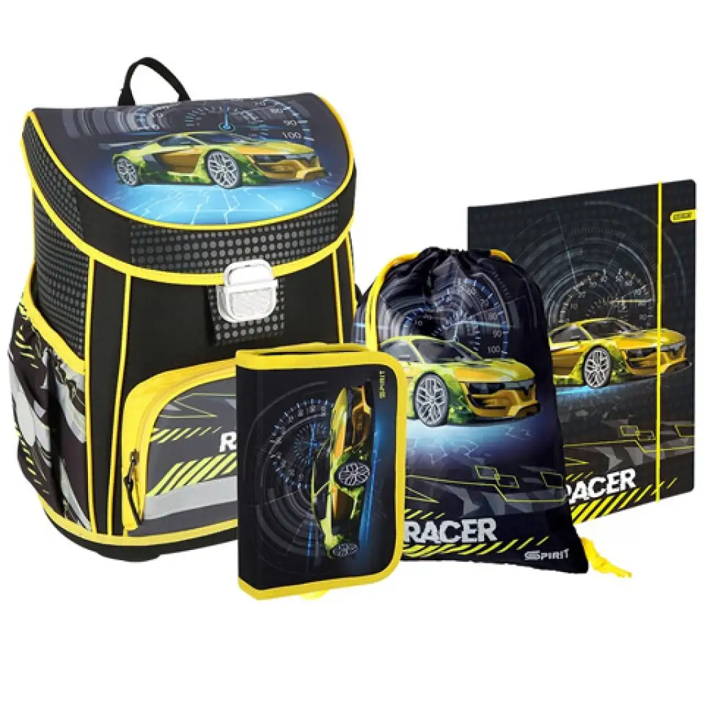 Spirit: Vision Racer ergonomischer Schulranzen, Rucksack 4-teiliges Set