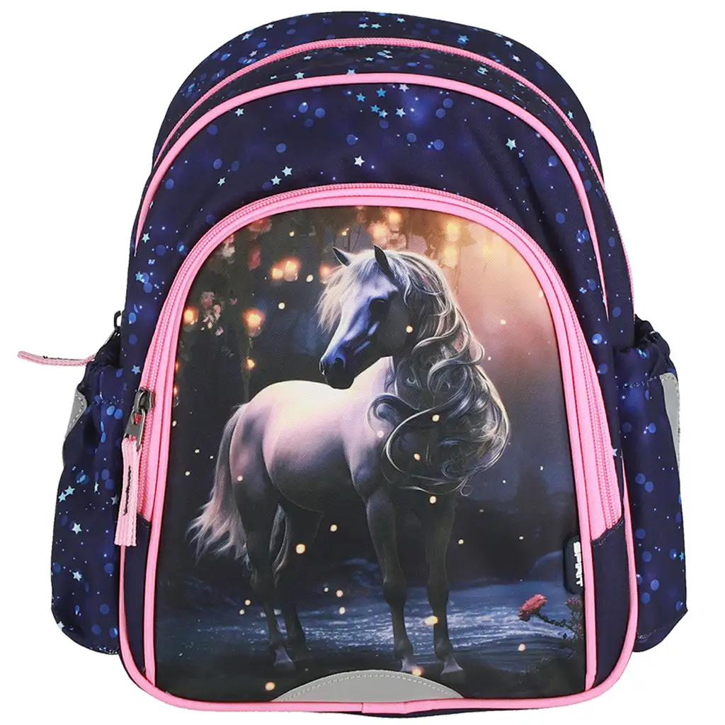 Spirit: Weißes Pferdemuster abgerundeter Schulranzen, Rucksack 24x13x31cm kép 2