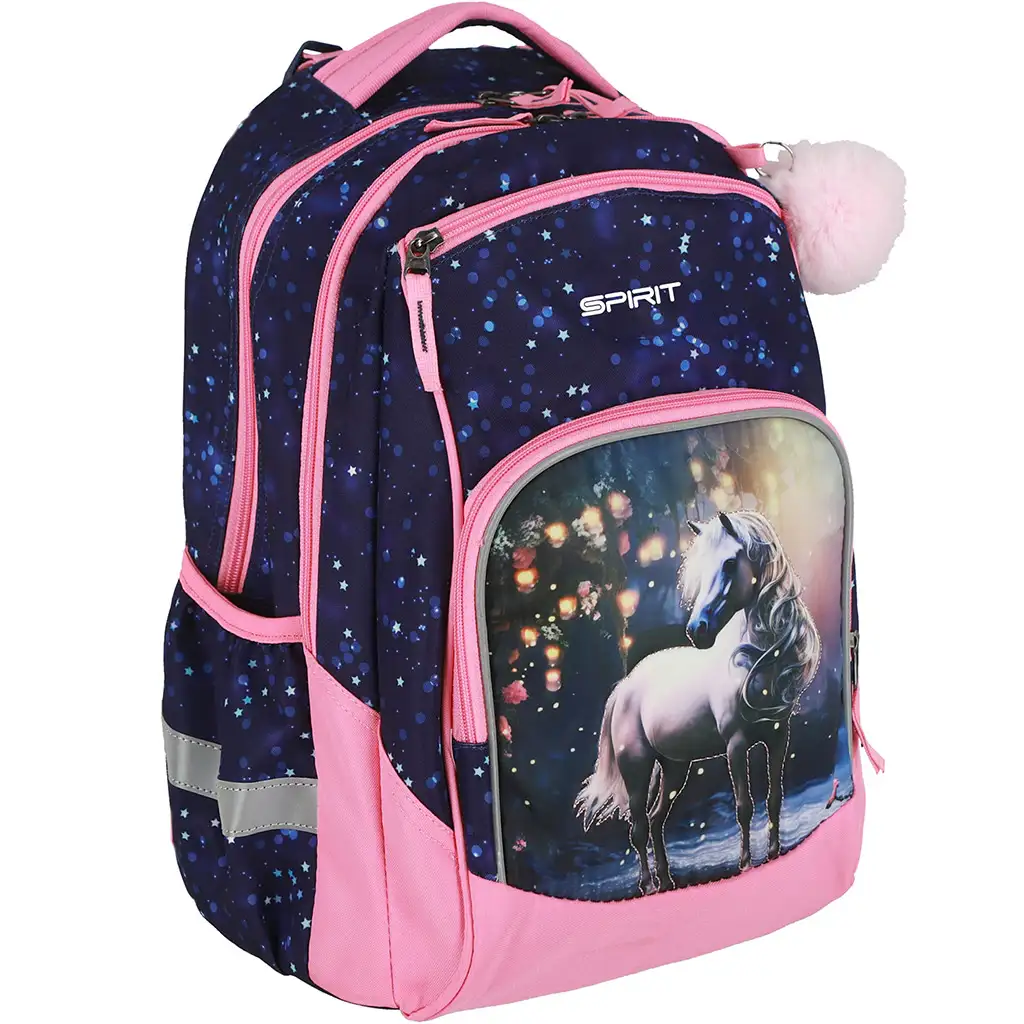 Spirit: White Horse Reitertasche mit 3D-Motiv, abgerundeter Schulrucksack, 34x26x44cm