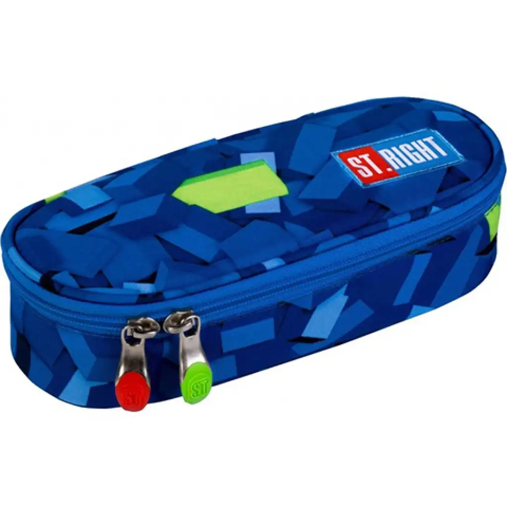 St.Right 3D Blocks Blau ovales Federmäppchen 23cm
