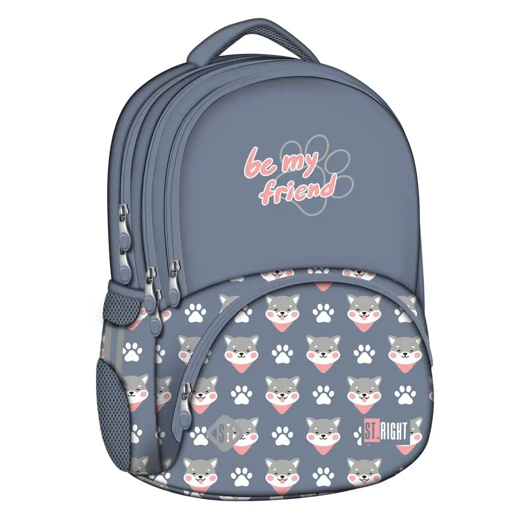St.Right Be My Friends Hundemuster Schultasche Rucksack 17"