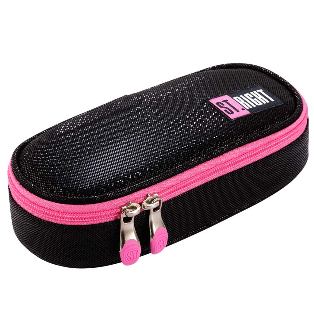 St.Right Black Glitter ovales Federmäppchen PC01 23x9,5x6cm