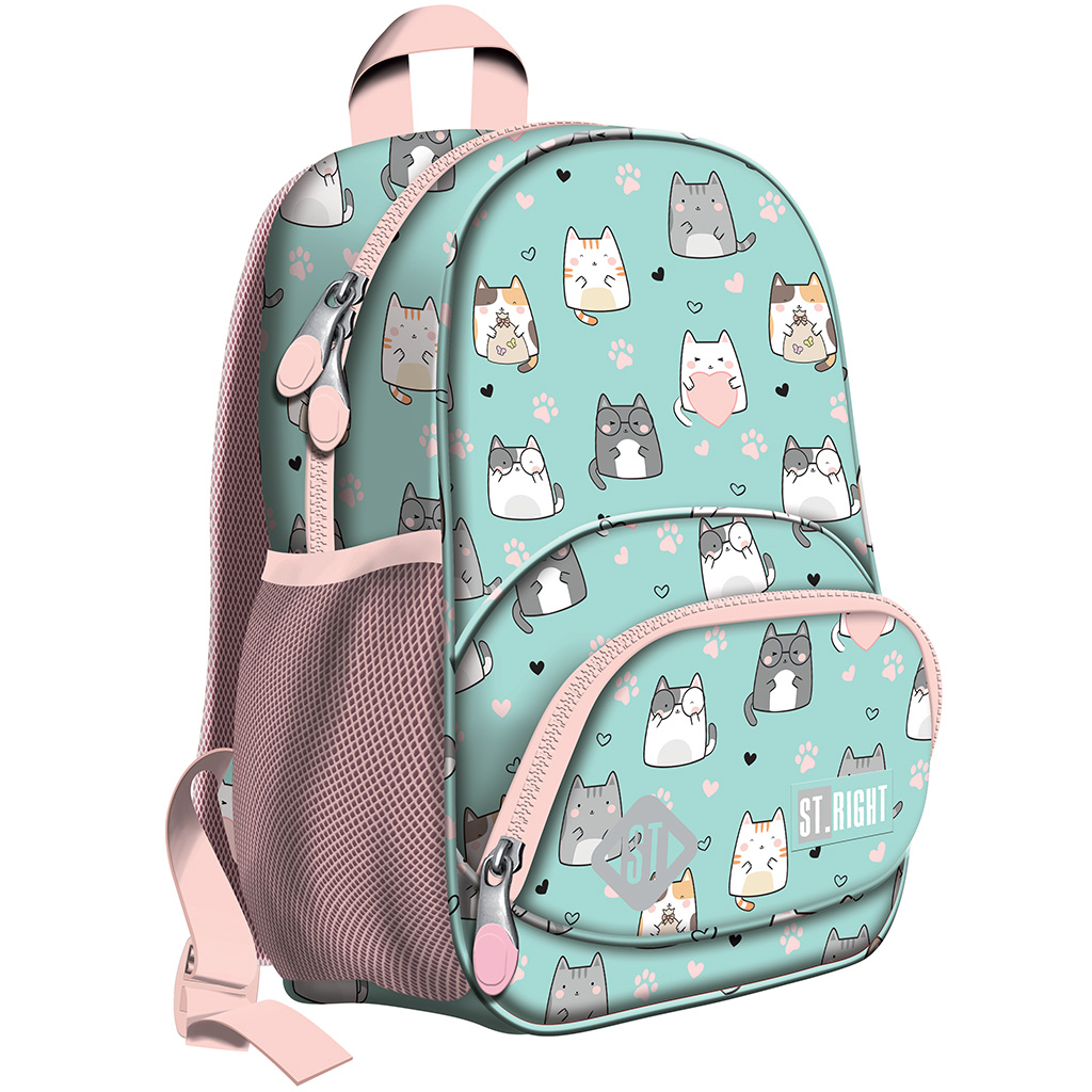 St.Right Charming Cats Schultasche mit Katzenmotiv, Rucksack BP70 32x22x11,5cm