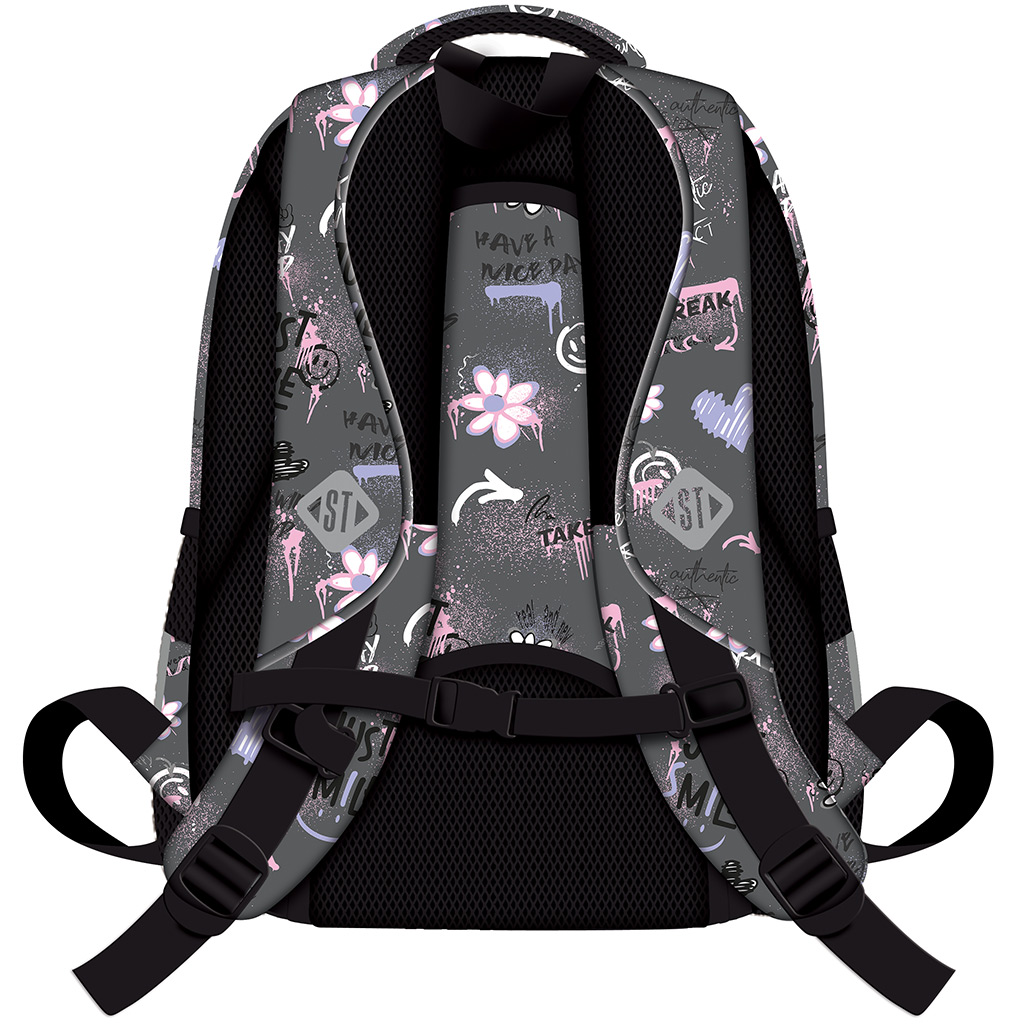 St.Right Good Vibes beschrifteter grauer Schulrucksack, Rucksack BP58 40x28x18cm kép 2