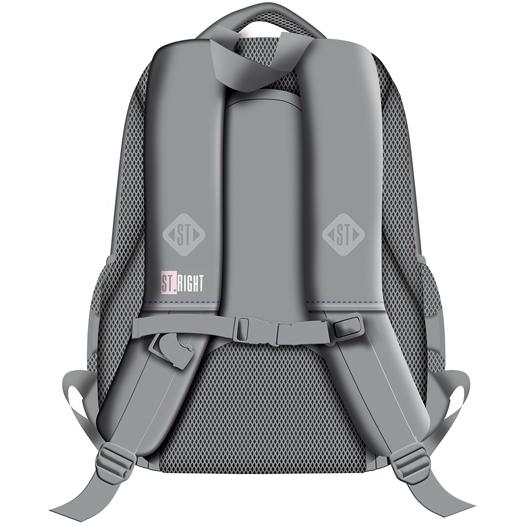 St.Right Grauer Schulrucksack mit Schmetterlingen, dreifach unterteilt, Modell BP26, 39x27x17 cm kép 2
