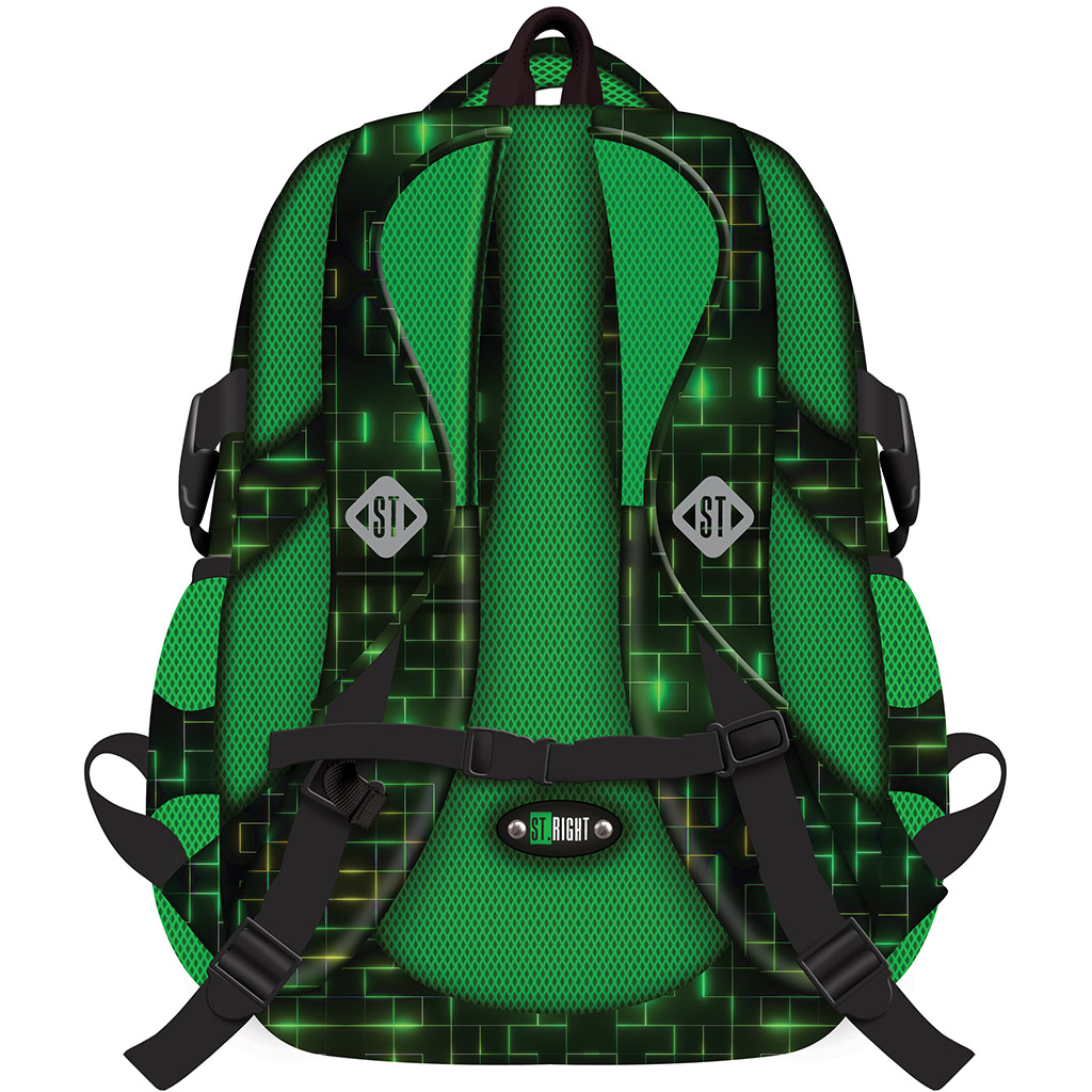 St.Right Grün-schwarzer Schulrucksack mit Controller-Muster, BP04 43x32x20cm kép 2
