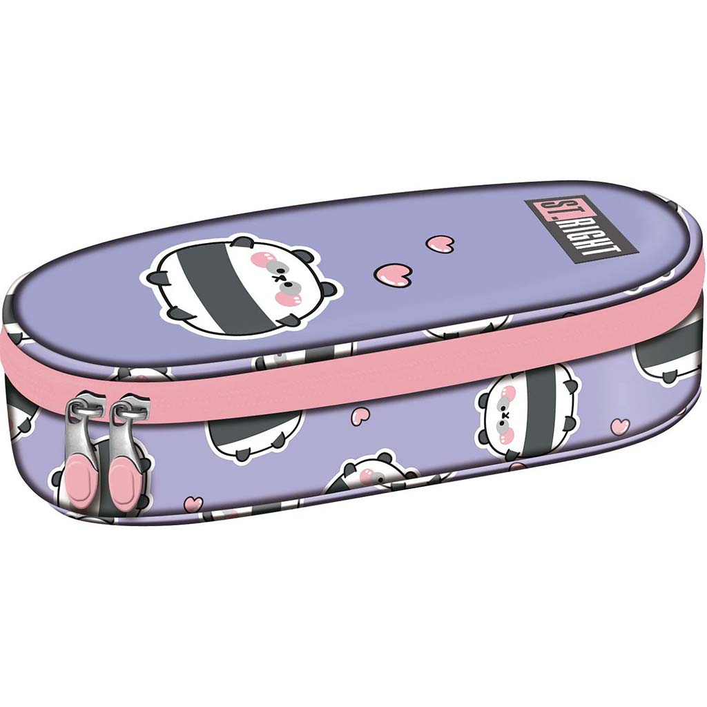 St.Right Happy Panda ovales Federmäppchen mit Pandabärmotiv PC01 23x9,5x6cm