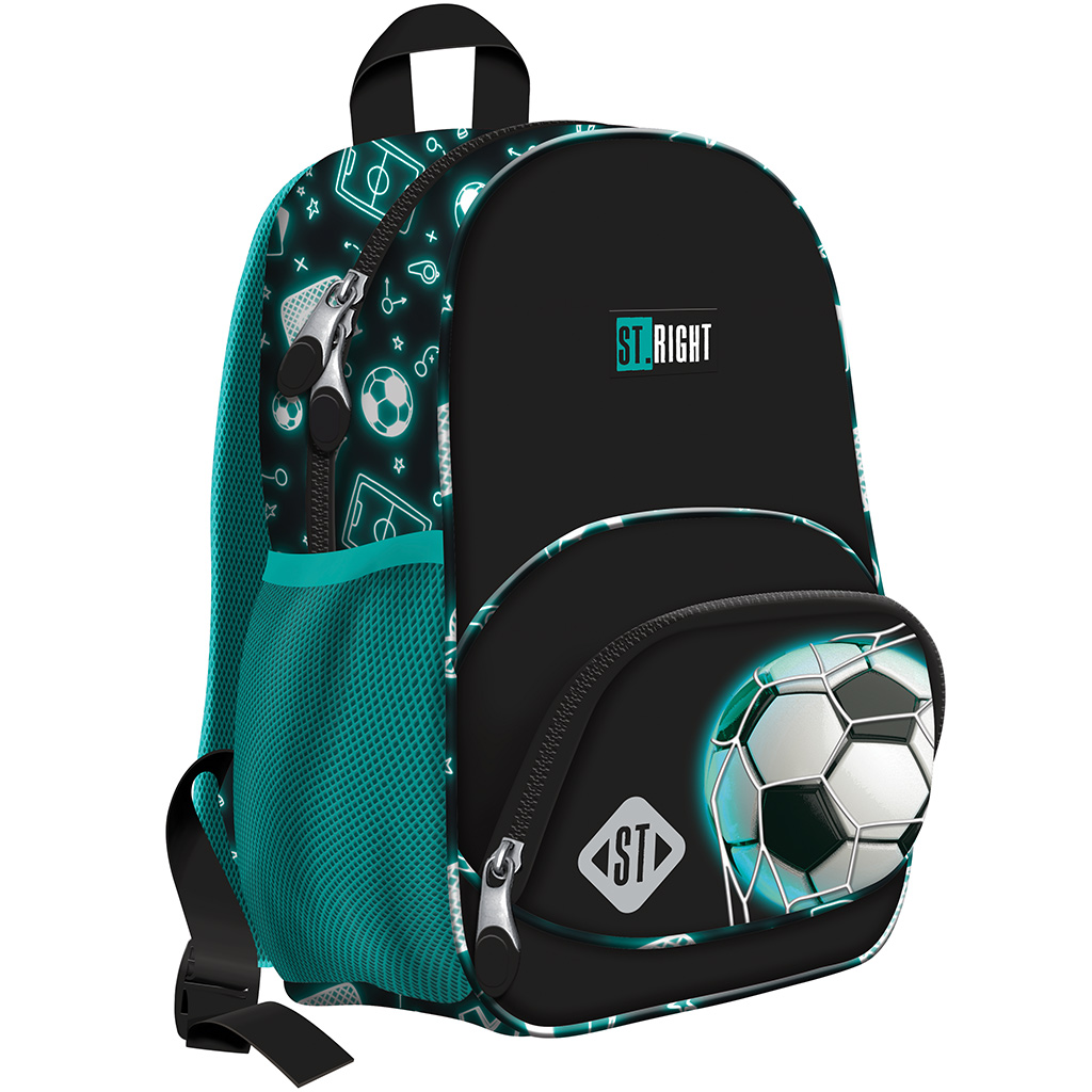 St.Right Neon Fußball-Schulranzen, Rucksack BP70 32x22x11,5 cm