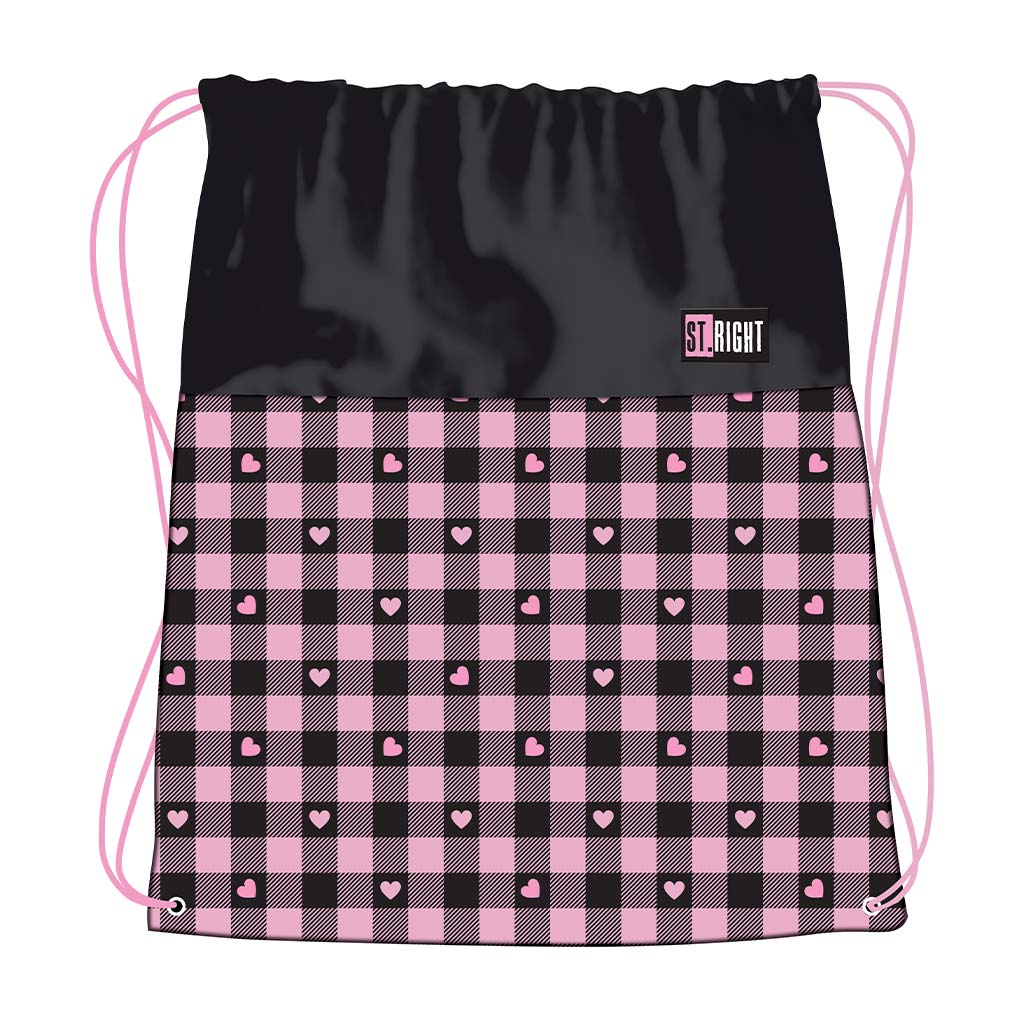 St.Right Pink Checkered Turnbeutel, Sportbeutel 43x34 cm