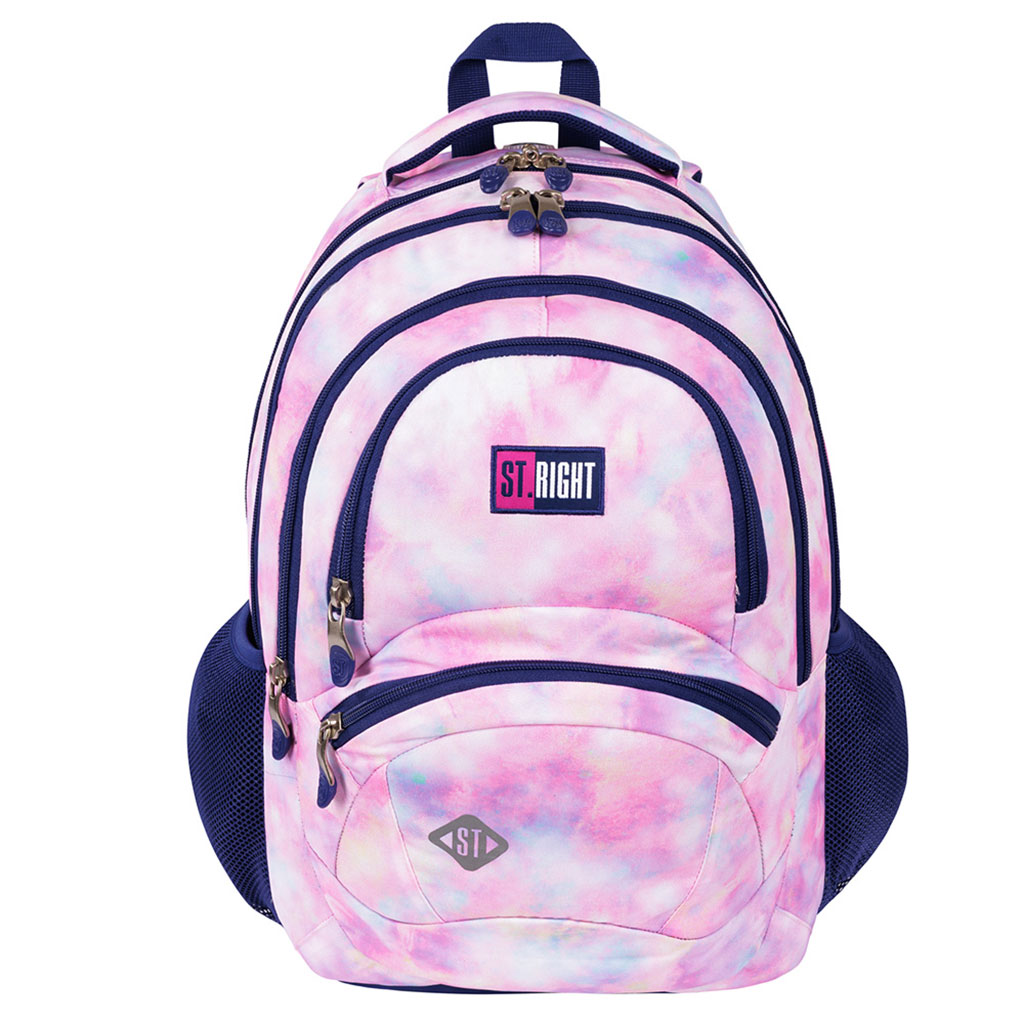 St.Right Pink sky dreifach unterteilte Schultasche, Rucksack 42x30x19cm