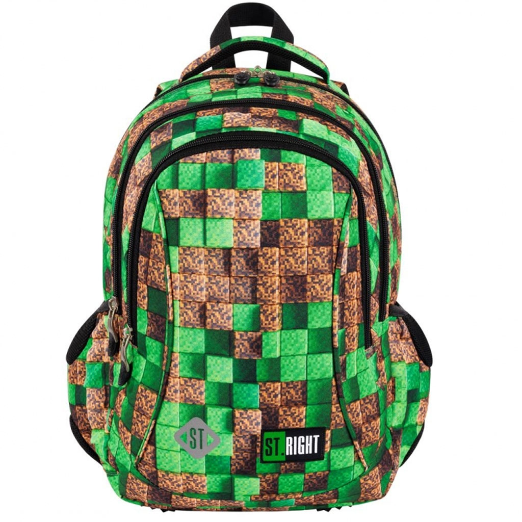 St.Right Pixel Cubes dreifach unterteilte ergonomische Schultasche, Rucksack BP26 39x27x17cm
