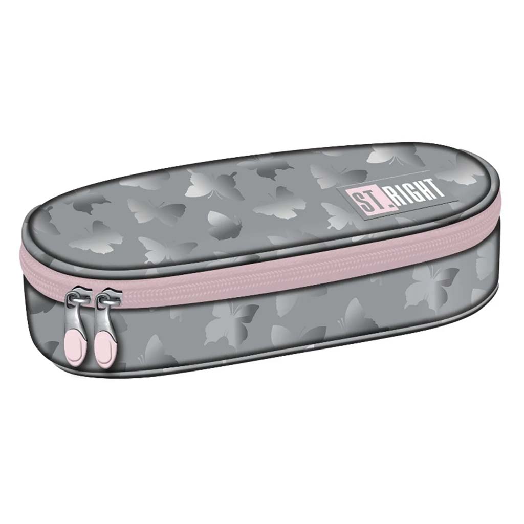 St.Right Silver Butterflies ovales Federmäppchen PC01 23x9,5x6cm