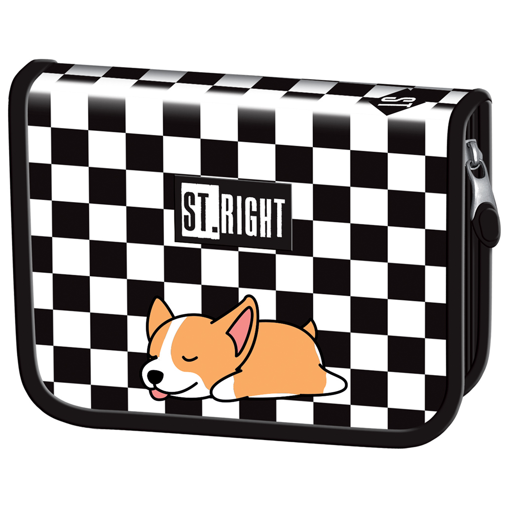St.Right Sleepy Corgi Federmäppchen zum Aufklappen mit Hundemotiv PC03 20,5x14x3,5cm
