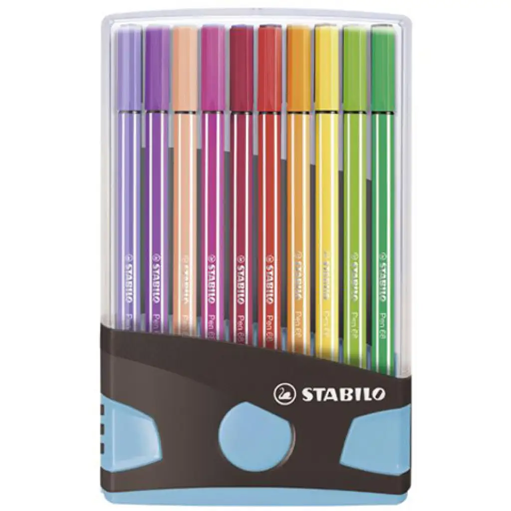 Stabilo: Pen 68 ColorParade Fasermaler 20er-Set in aufklappbarer hellblauer Box
