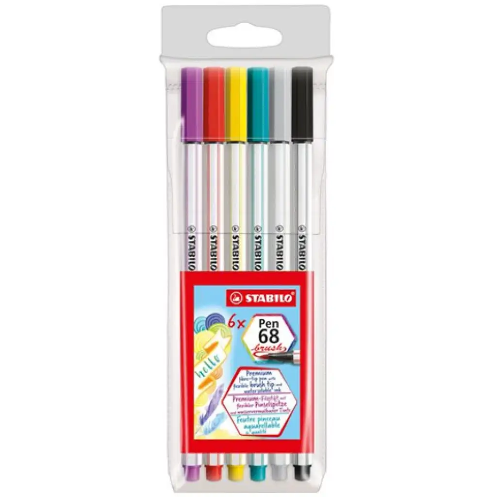 Stabilo: Pen 68 brush Pinselstift-Set 6-teilig