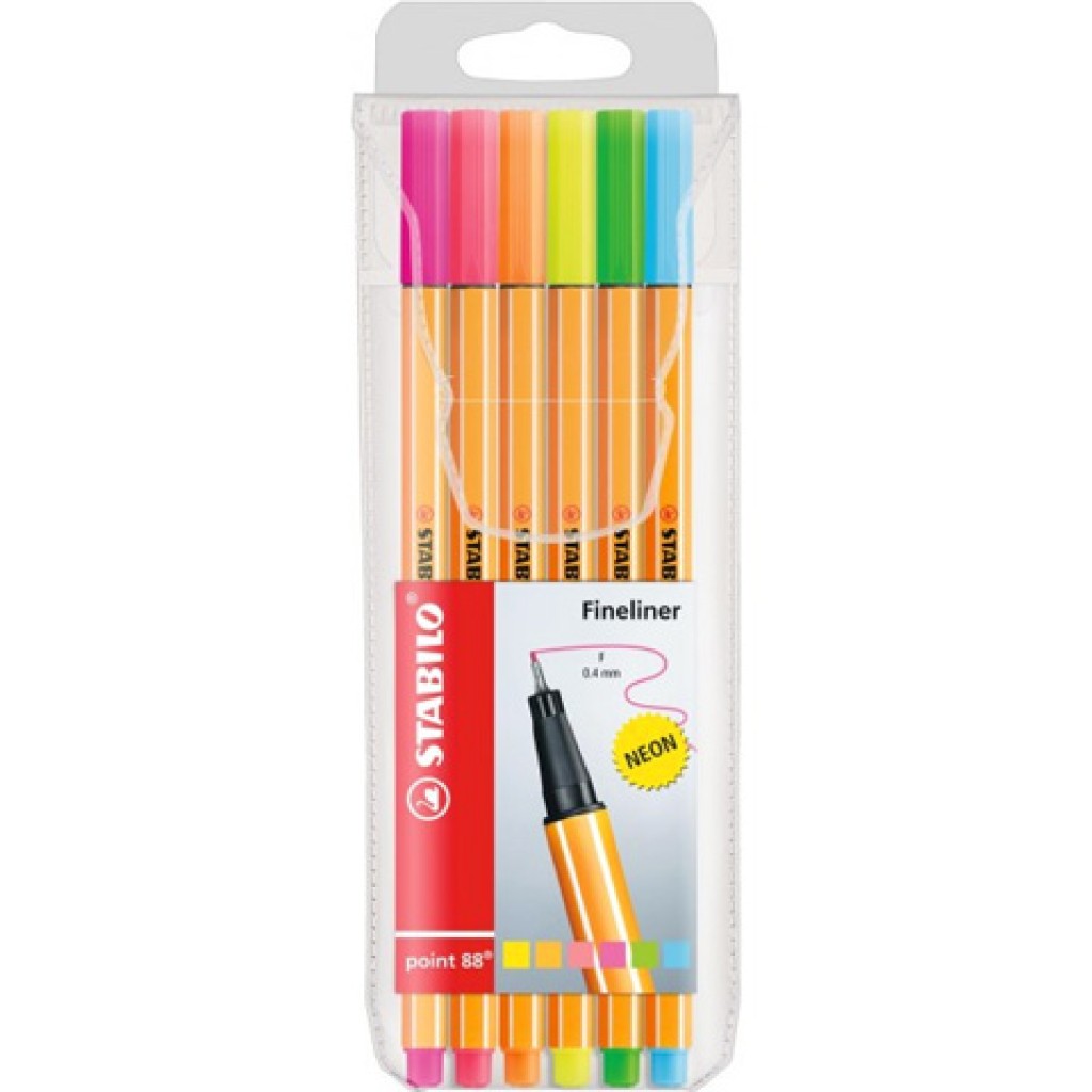Stabilo: Point 88 Fineliner-Set mit Neonfarben, 6 Stück