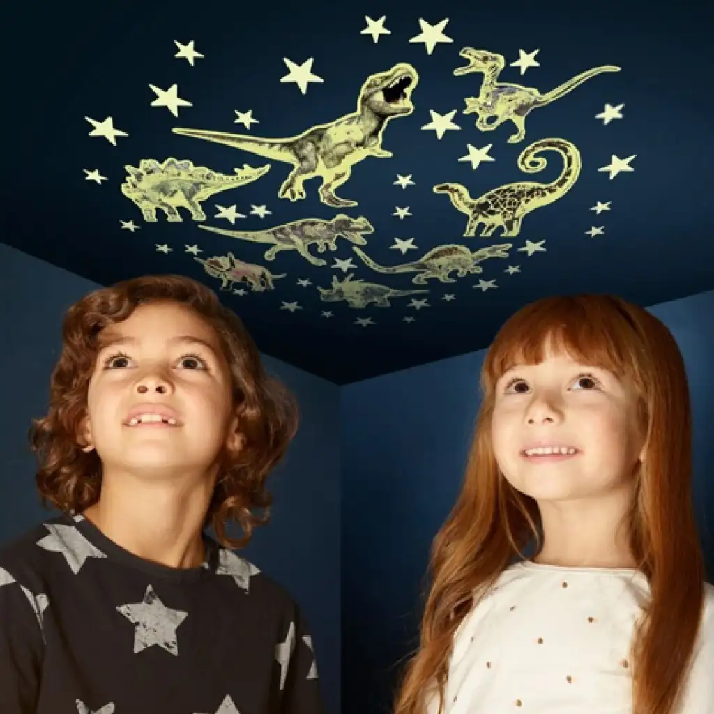Sterne und Dinosaurier phosphoreszierendes Aufkleberpaket kép 2