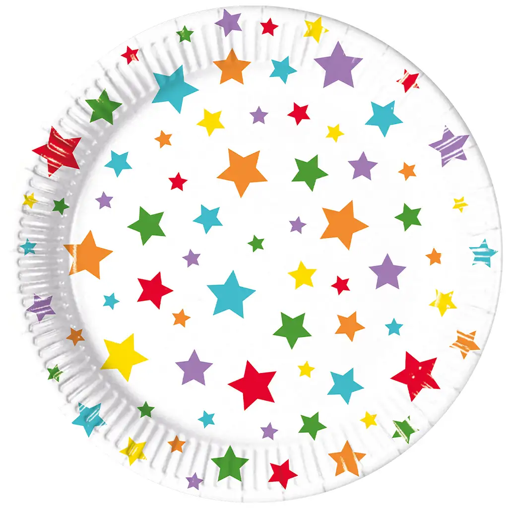 Sternförmiges 8-teiliges Pappteller-Set 20cm