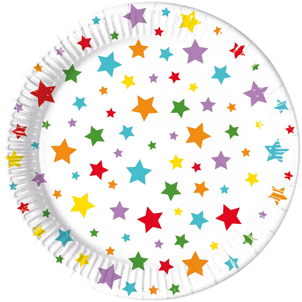 Sternförmiges 8-teiliges Pappteller-Set 23 cm