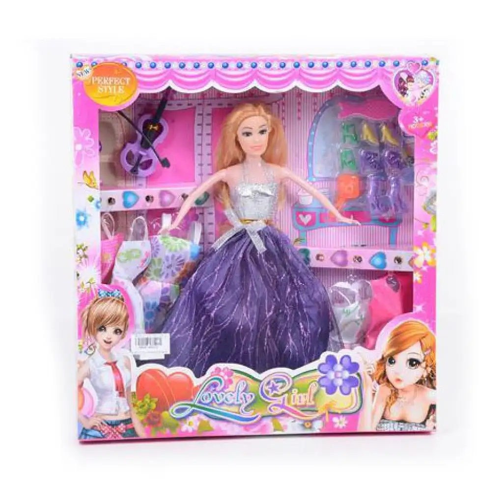 Stilvolle Geigenspieler-Puppe mit Zubehör 28cm