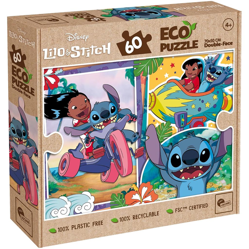 Stitch 2-in-1 60-teiliges Eco-Puzzle und Malset 70x50cm – Lisciani