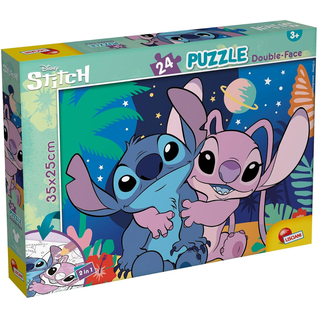 Stitch 2-in-1 Puzzle und Malset mit 24 Teilen, 35x25 cm – Lisciani