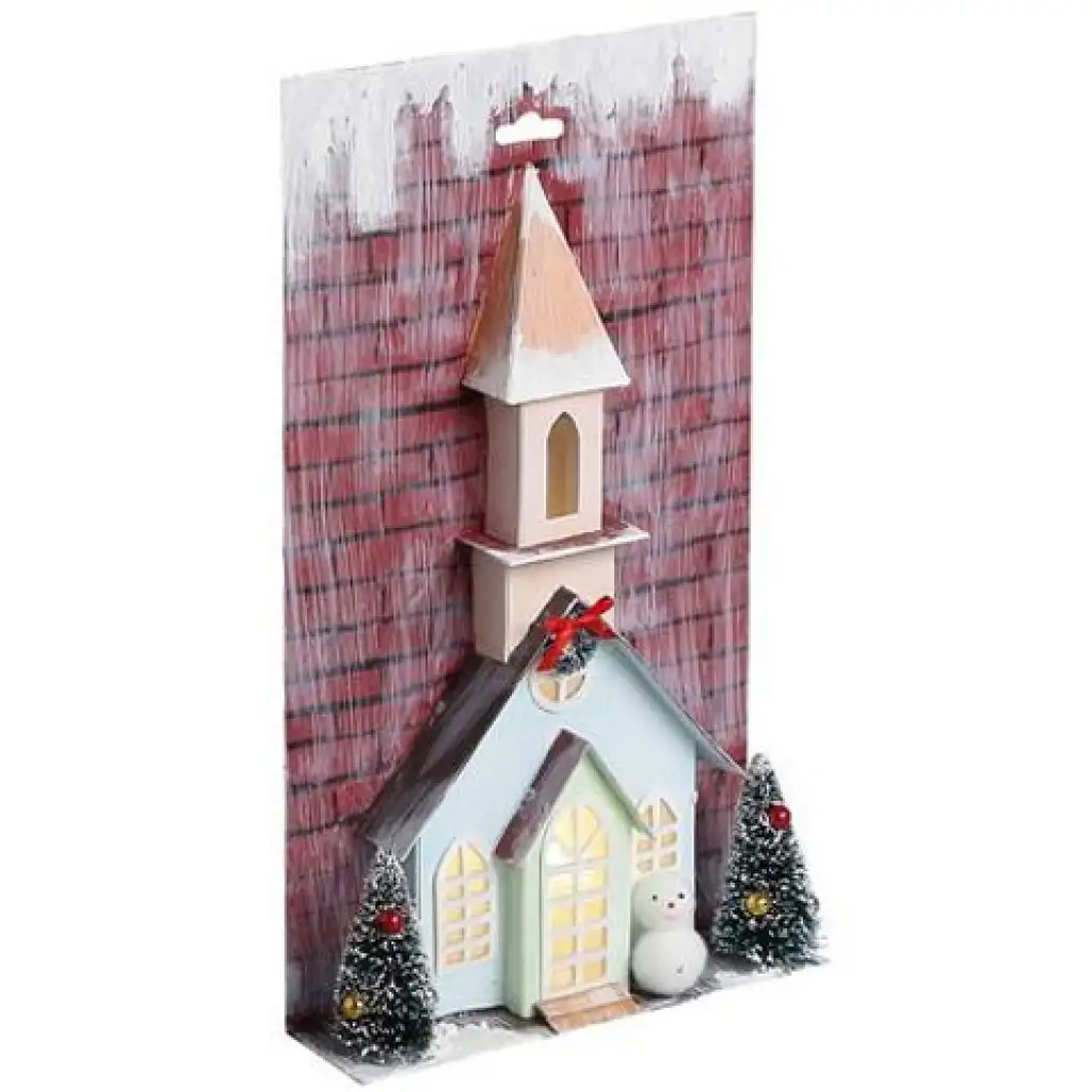 Stop & Look: Weihnachtspapierkirche mit Licht 17x5x30cm