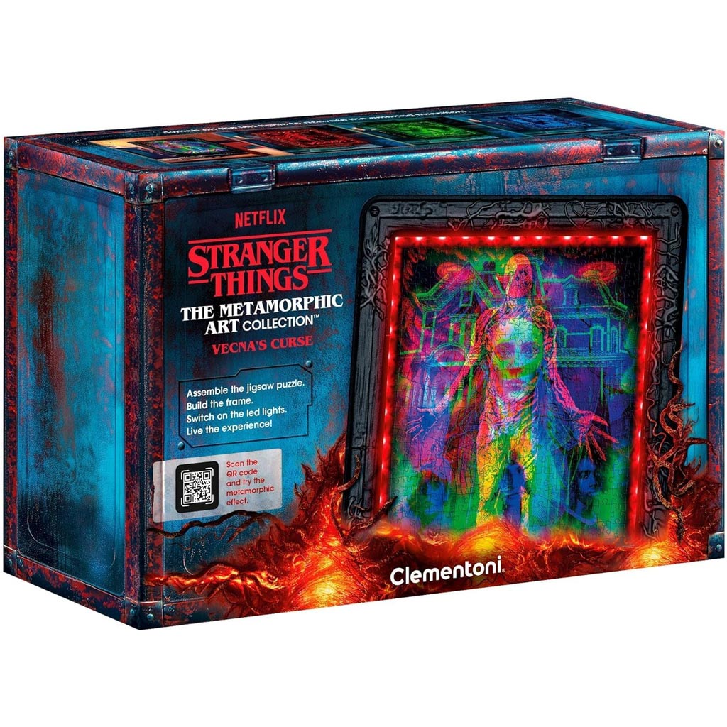 Stranger Things – Vecnas Fluch 520-teiliges Puzzle mit Rahmen und RGB-LED-Beleuchtung – Clementoni