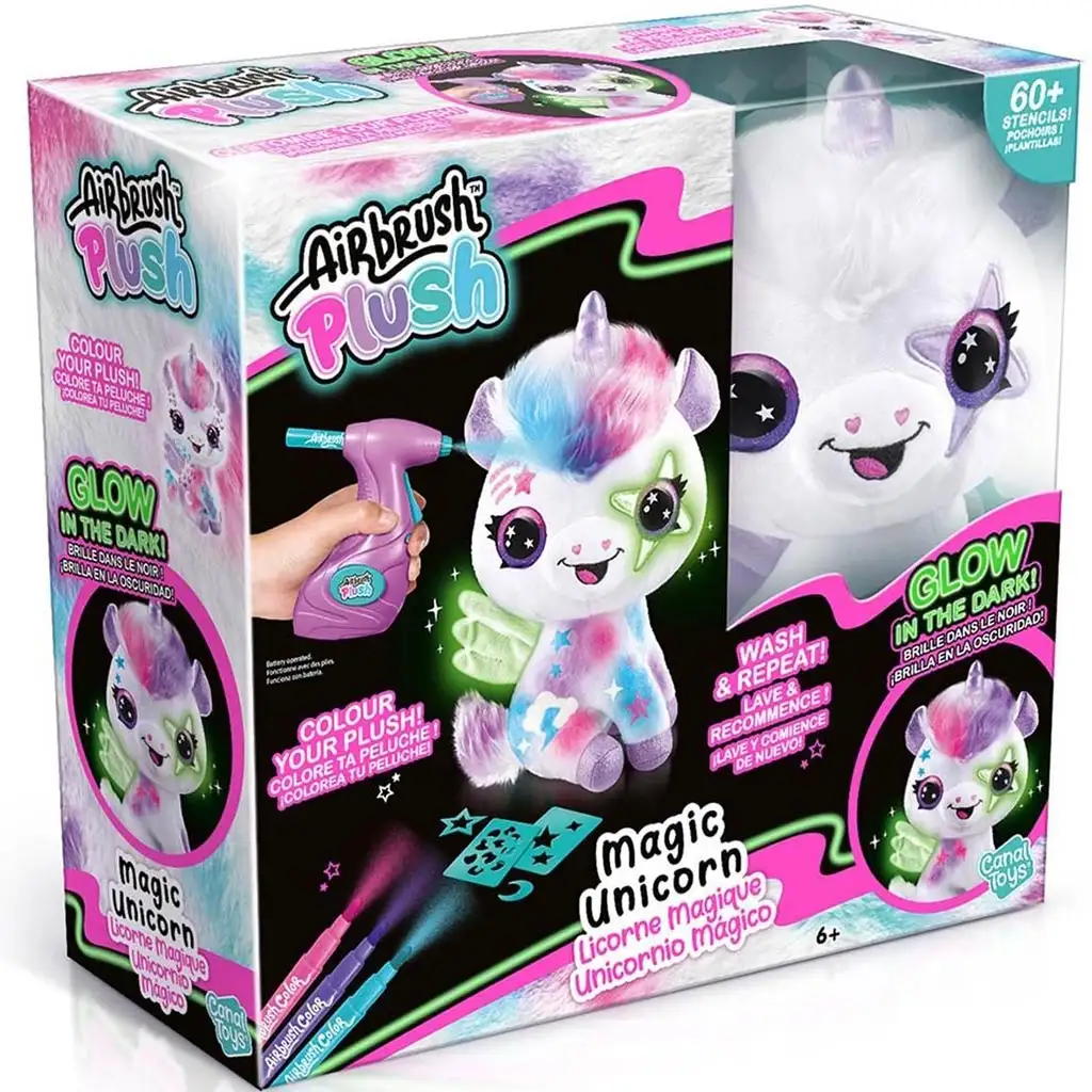 Style4Ever Färbbare Plüsch Einhorn-Set, das im Dunkeln leuchtet