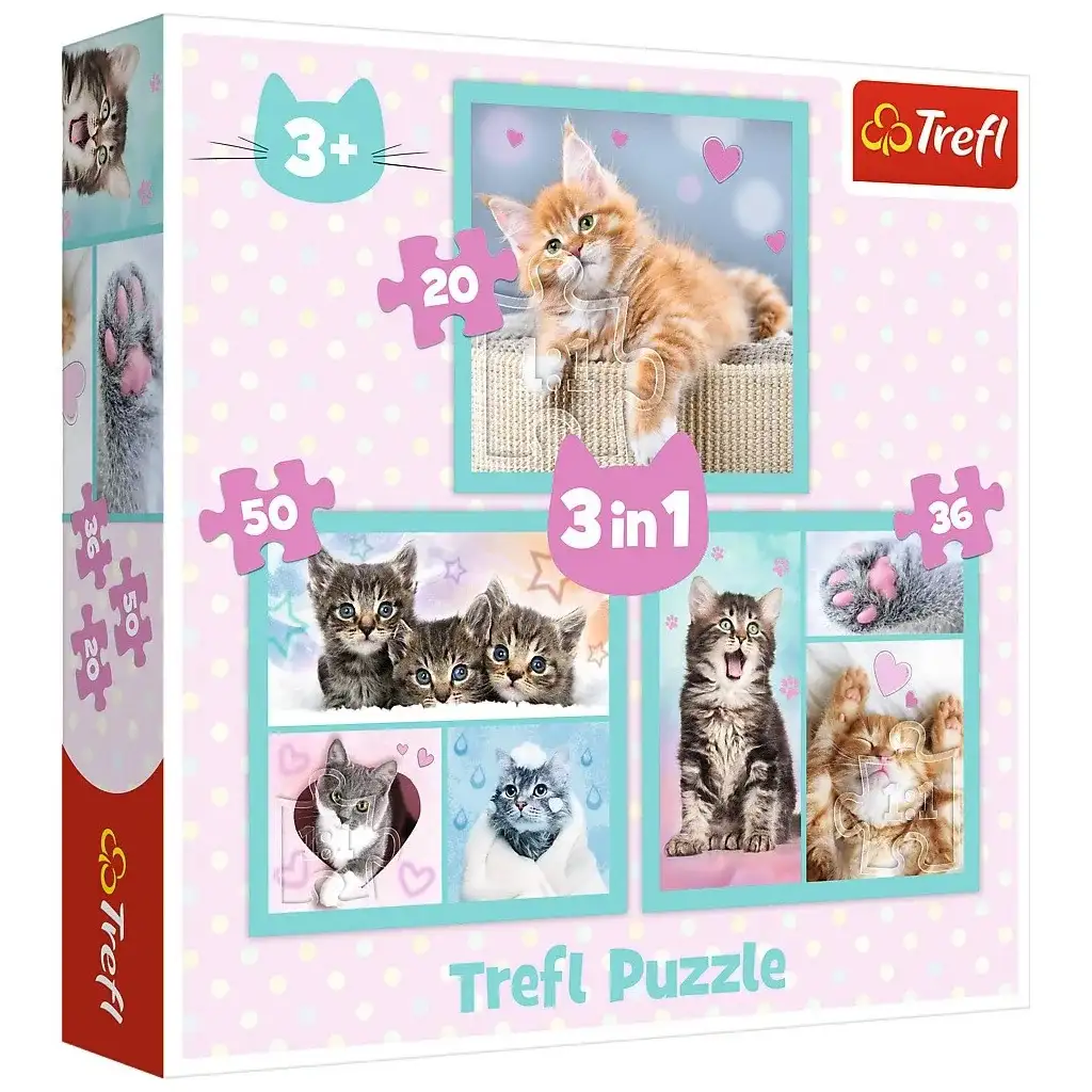 Süße Kätzchen 3-in-1 Puzzle - Trefl