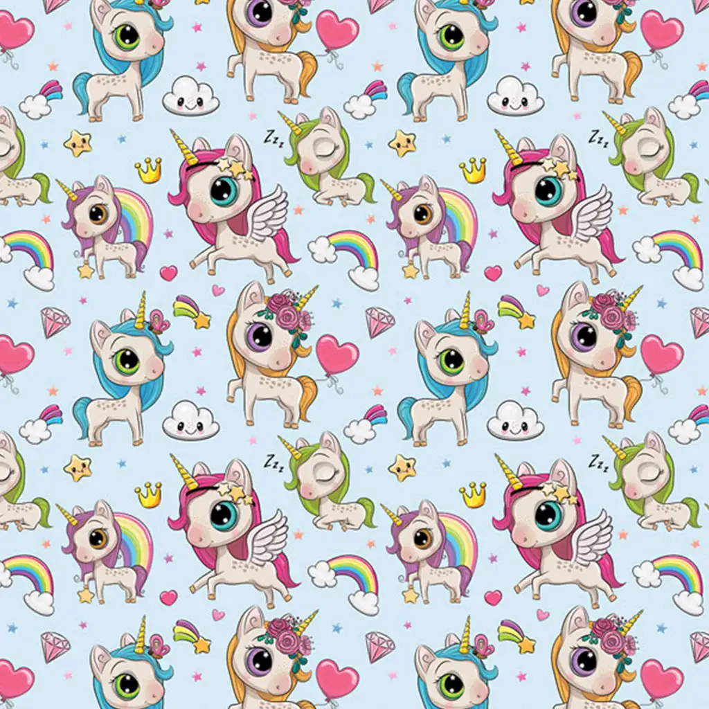 Süßes Geschenkpapier mit Einhornmuster, 100x70 cm