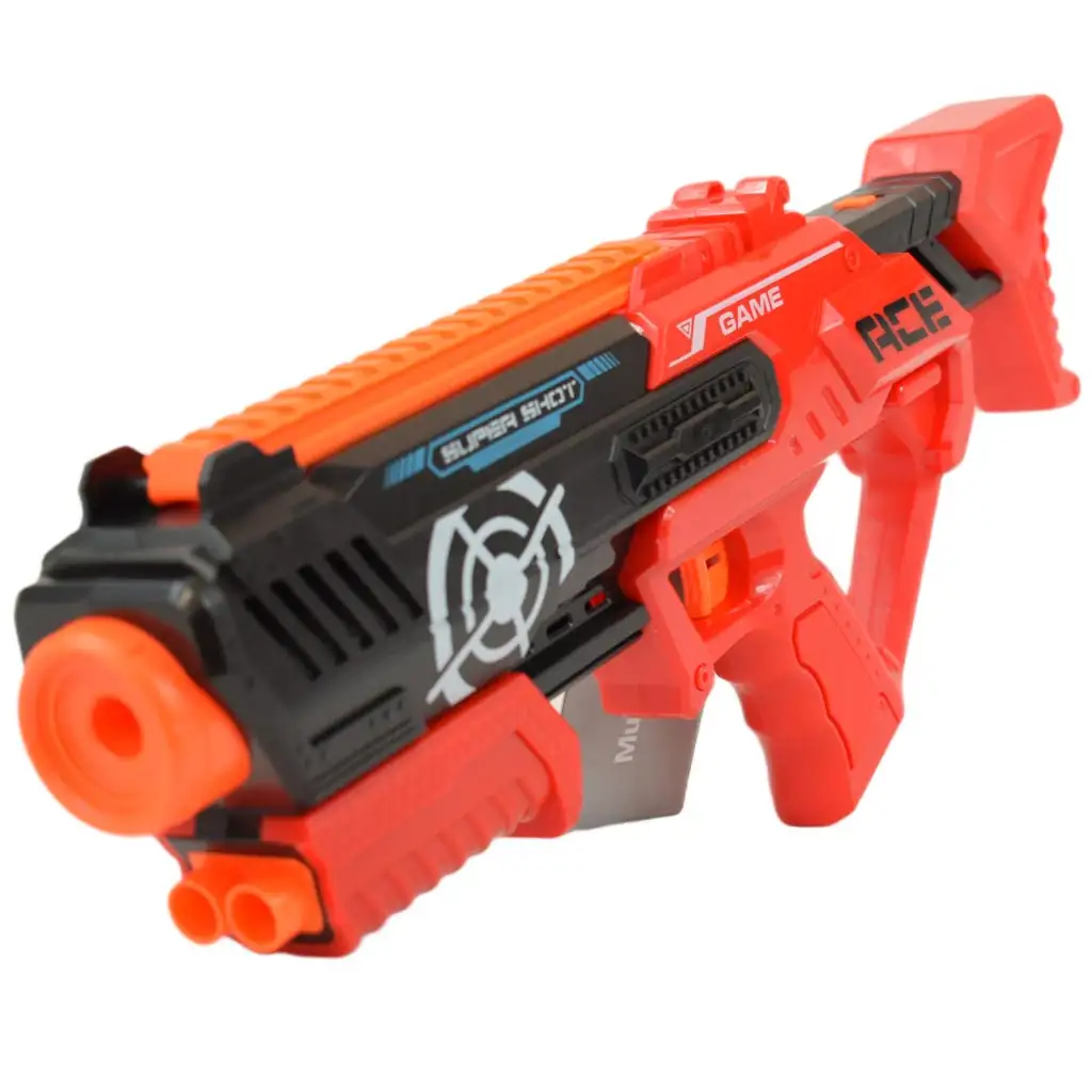 Super Shoot: Manuelle Schaumstoffpistole mit Patronen und Erfrischungsgetränkflaschen-Zielen 46cm kép 2