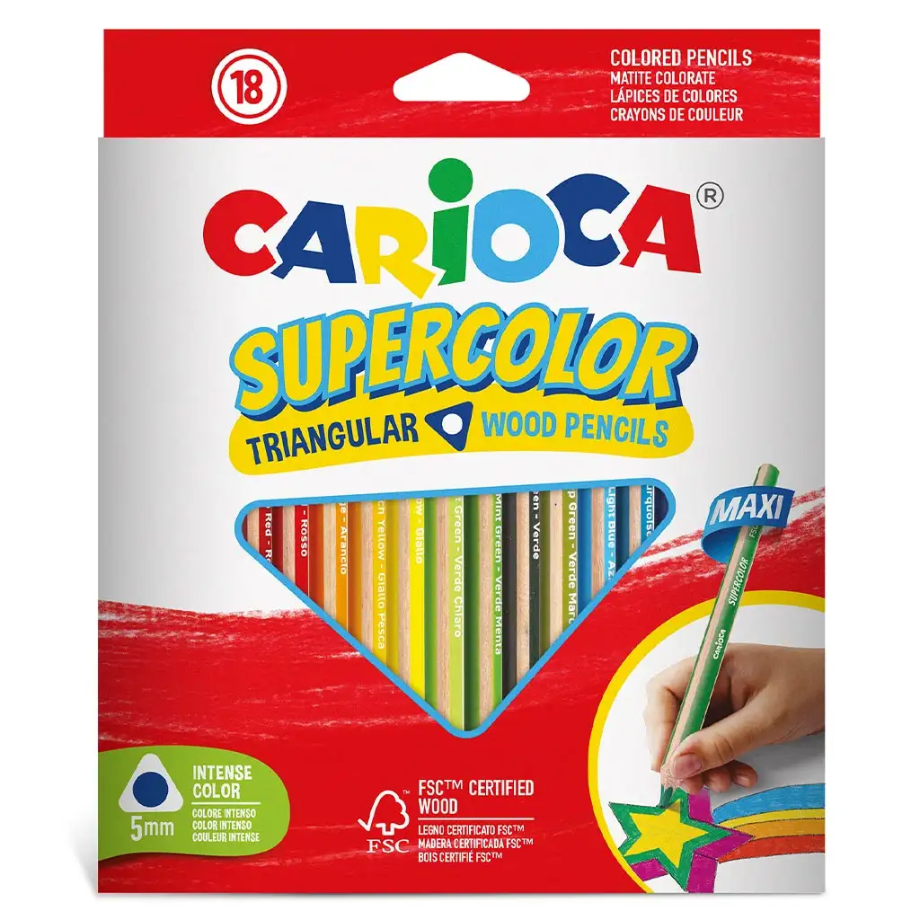 Supercolor dreieckige 18-teilige Maxi-Buntstift-Set - Carioca