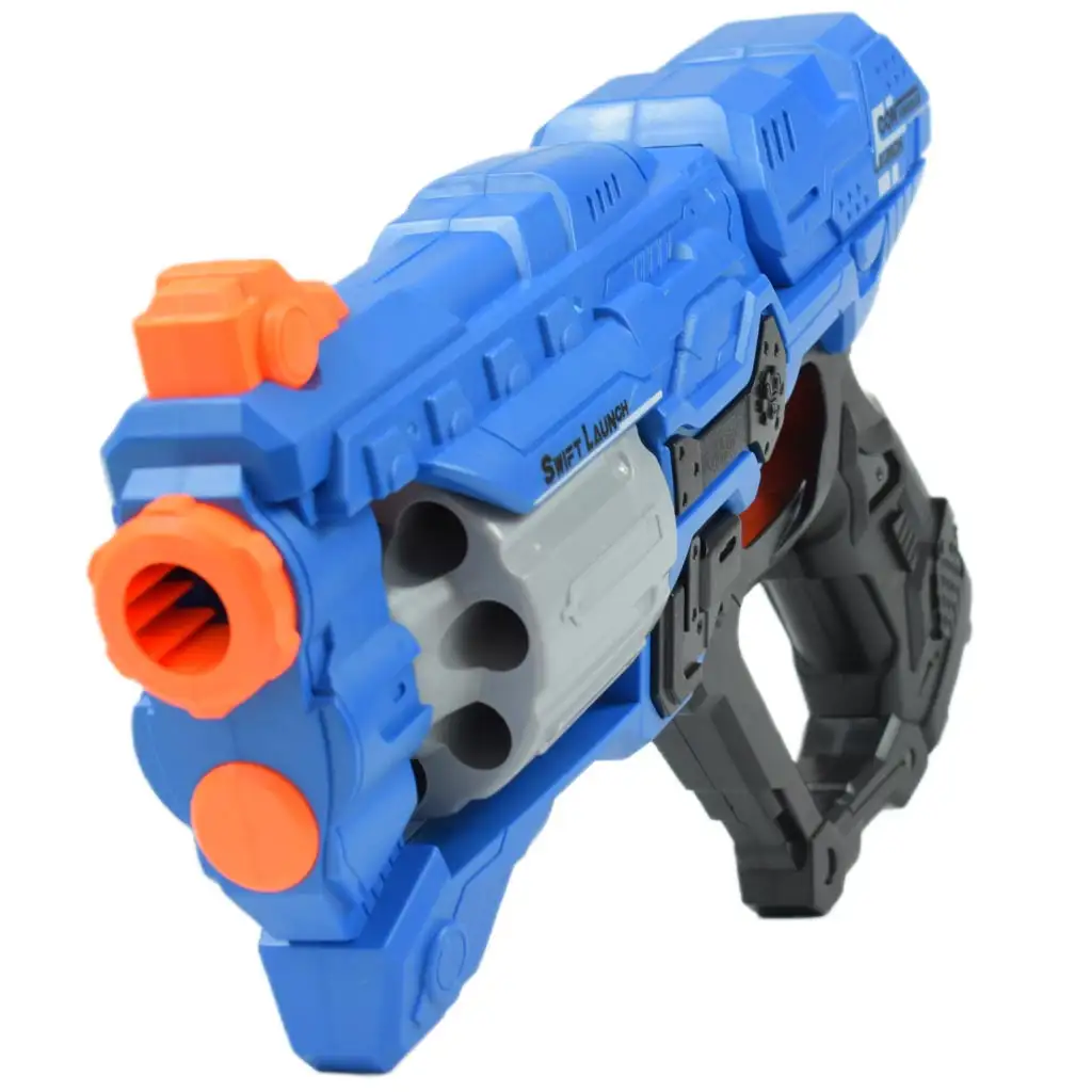 Swift Launcher: Manuelle Schaumstoffpistole mit Trommelmagazin, Patronen und Zielscheibe, 32 cm kép 7