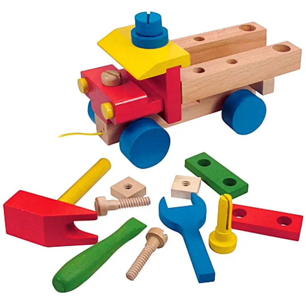 Montierbarer Holzspielzeug-LKW mit 17 Teilen kép 2