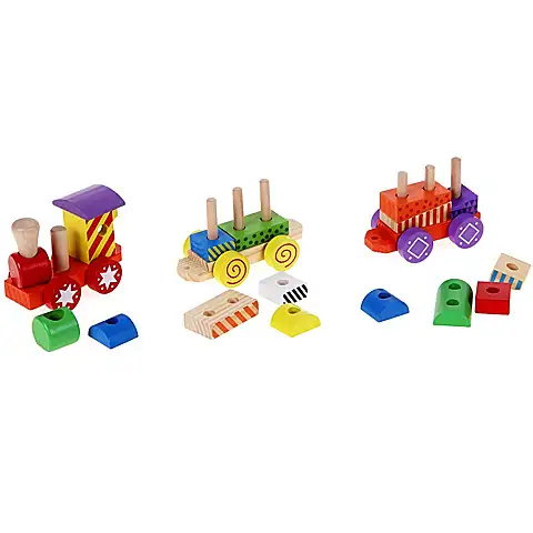 Bunter Holzzug mit Bausteinen kép 2