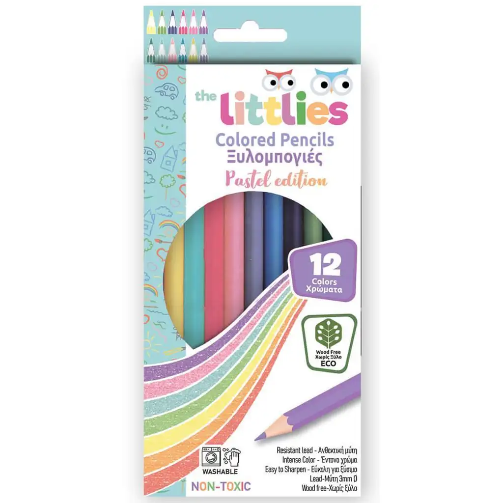 The Littlies: Holzfreies Pastell-Buntstiftset, 12 Stück