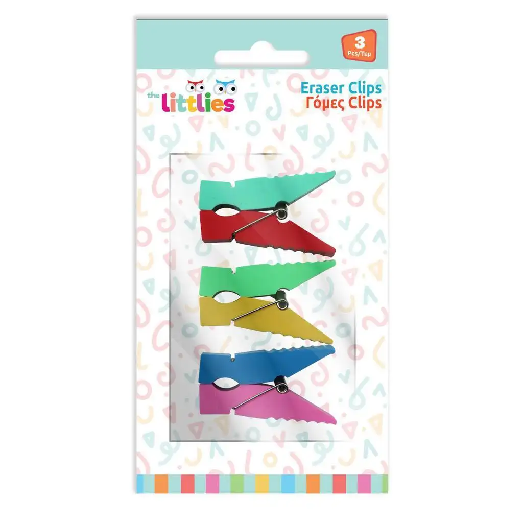 The Littlies: Radiergummi in Form einer Wäscheklammer, 3er-Set