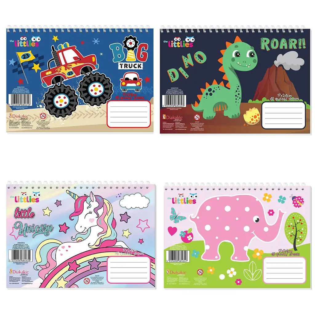 The Littlies Skizzenbuch 40 Blätter 17x24cm in vier verschiedenen Ausführungen